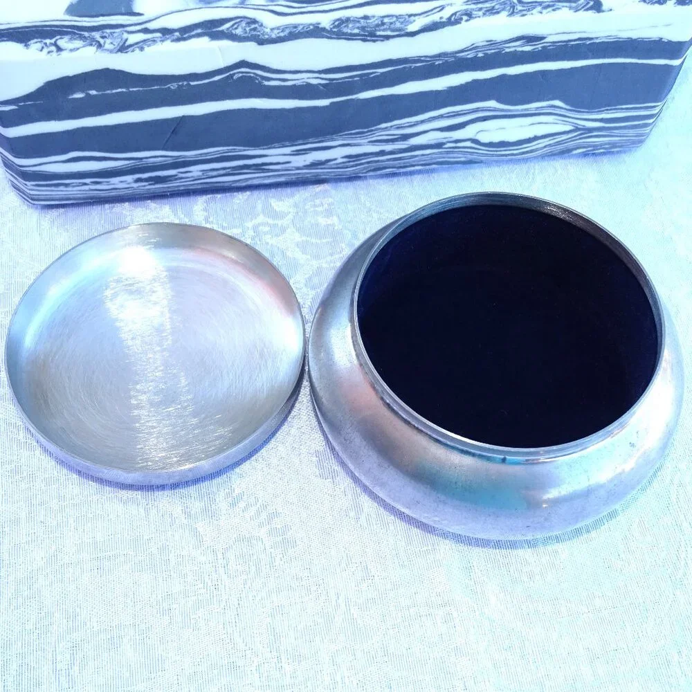 Vintage Kirk Stieff Pewter Velvet Lined Trinket Box